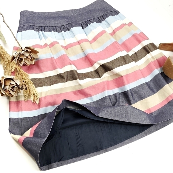 Worth Blue Multicolored Striped Skirt Size 8 - Picture 2 of 14